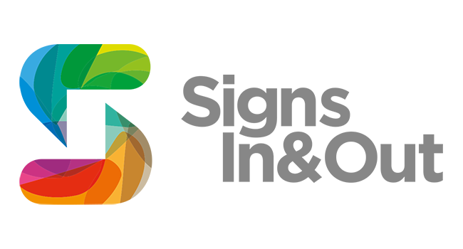 signs in and out logo